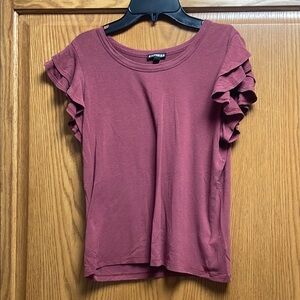 Express Ruffle Sleeve Top - Mauve